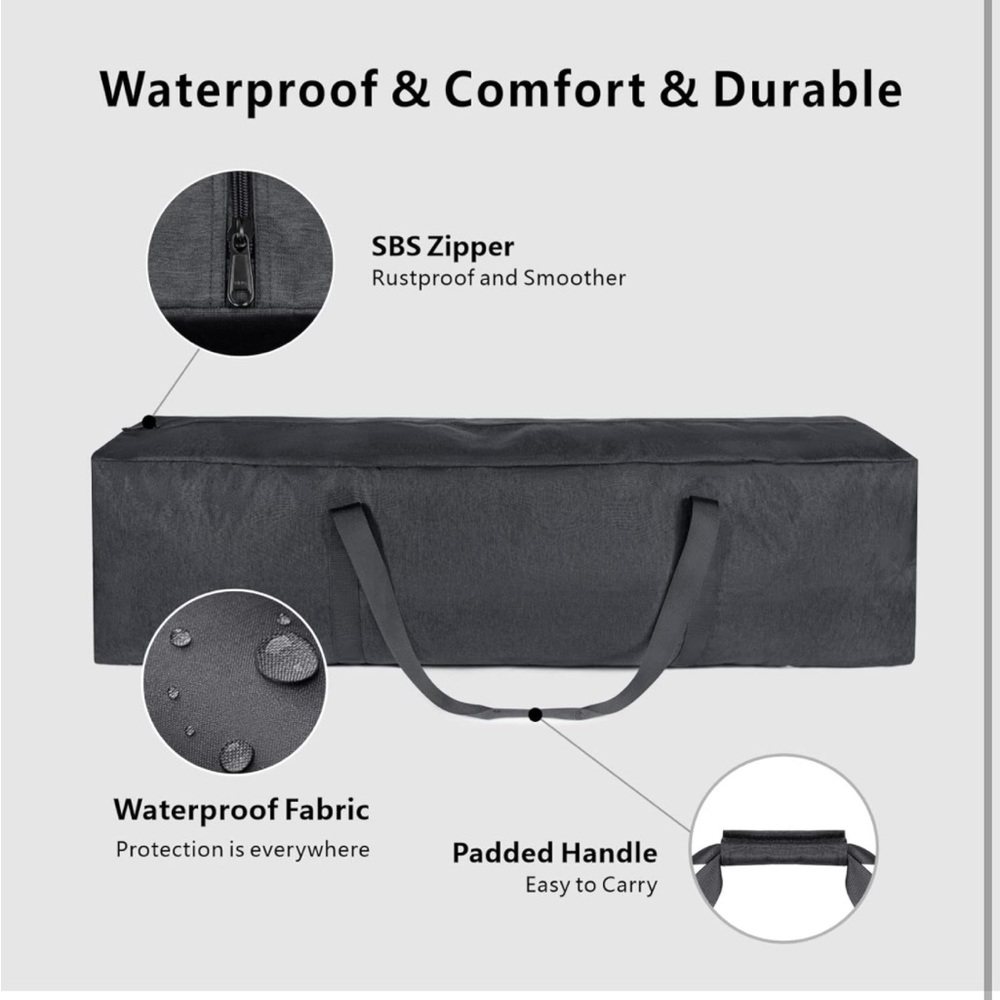 TOPDesign 46 Inch Zippered Duffel Bag, Waterproof with Padded Handles (Grey) NWT